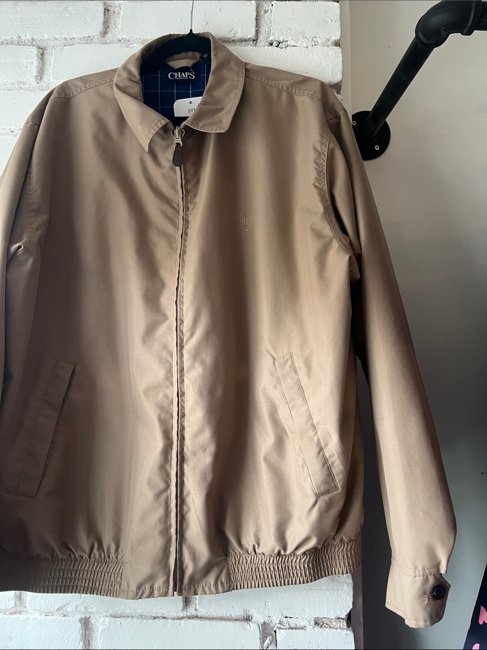 Chaps Men's Beige Bomber Jacket lightweight spring sporty jacket